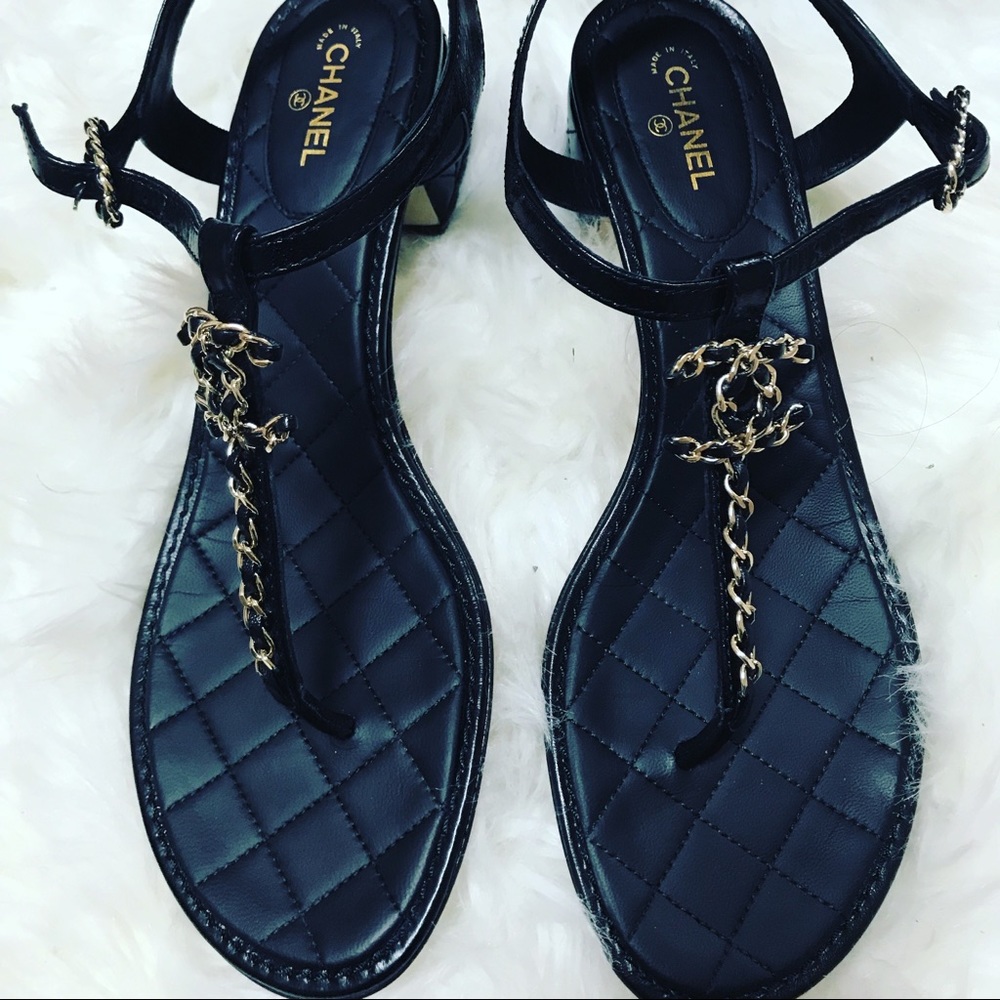 Chanel CC chained thong sandal